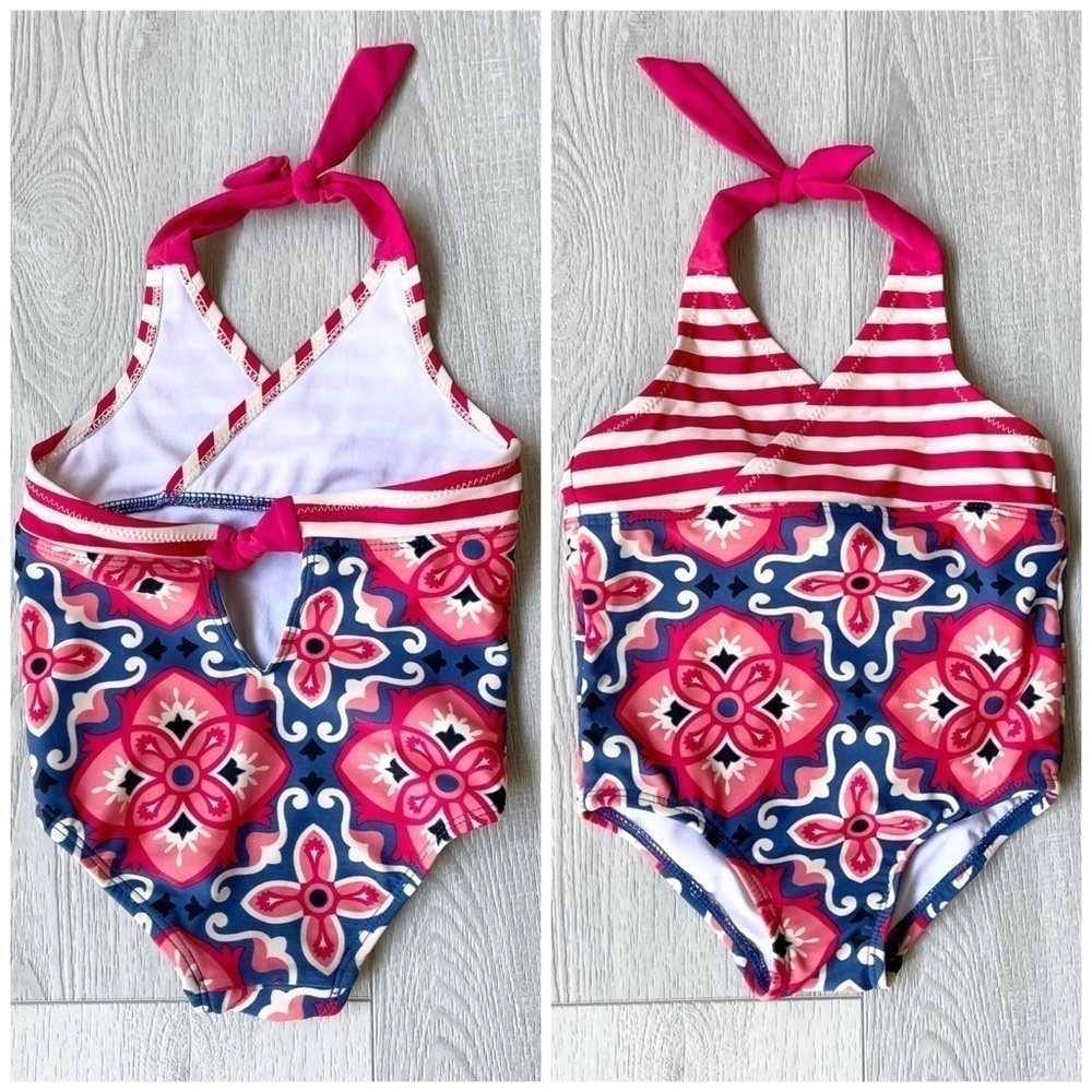 Tea Collection One-Piece Stripe Halter Swimsuit 2